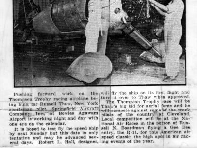 Unknown newspaper clipping about Hall Bulldog construction